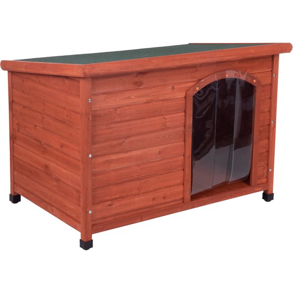 - L: B 116 x D 79 x H 82 cm - Woody Platdak-Hondenhok met Kunststof Deur