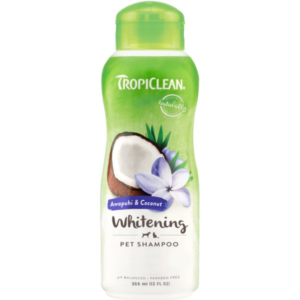 TropiClean Awapuhi & Coconut Whitening Shampoo para animais de estimação - 355ml Awapuhi & Coconut Whitening Shampoo TropiClean cães e gatos