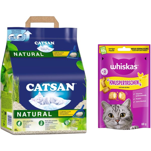 8 L / 15 L of 18 L Catsan kattenbakvulling + 60 g Whiskas of 180 g Dreamies kattensnack gratis! - Natural Kattenbakvulling 8 l
