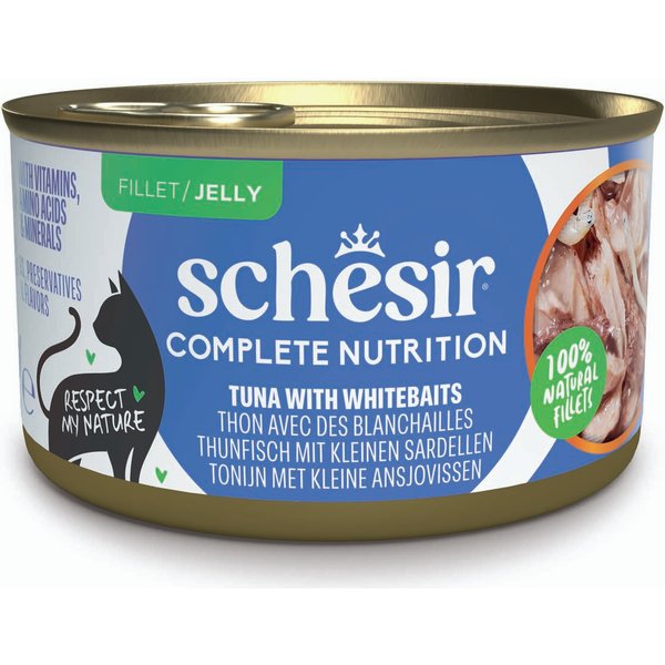 Schesir Complete Nutrition Filete em geleia 24 x 85 g - Pack economico - Atum com peixe branco