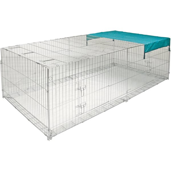 Kerbl parque quadrado com barreira anti-fuga e teto de grade - 230 x 115 x 70 cm (C x L x A), com cobertura
