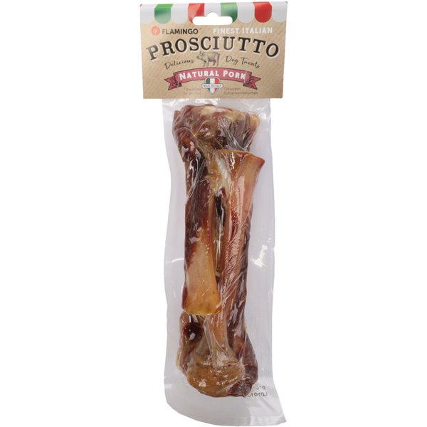 Voordeelpakket: 2x Flamingo Prosciutto varkensscheenbeen 2 stuks hondensnacks