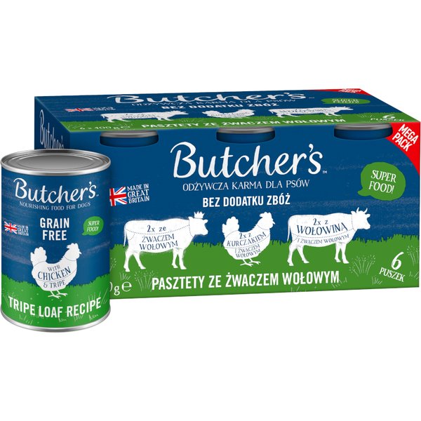 voordeelverpakking Butcher's Original graanvrij voor honden 12 x 400 g - Gemengd pakket Pens (3 Soorten Weiland)