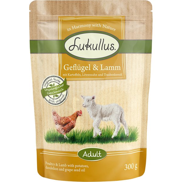 Lukullus saquetas 6 x 300 g - Aves e cordeiro