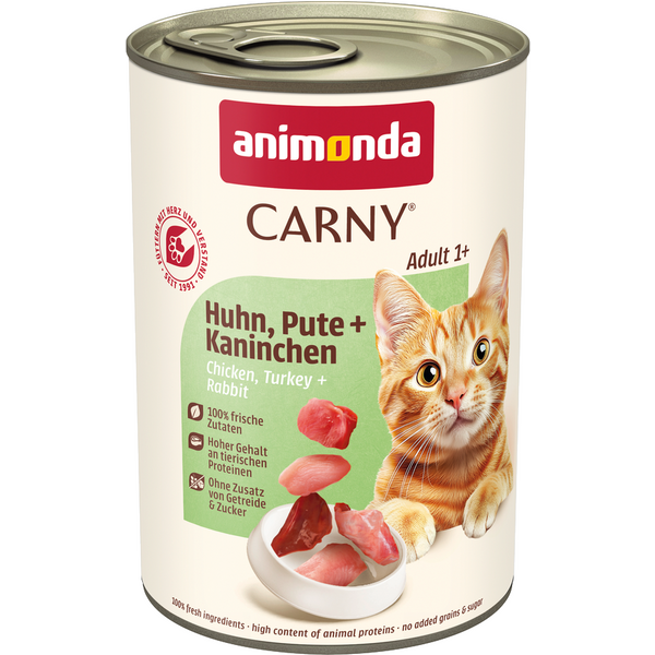 6x400g Adult Kip, Kalkoen & Konijn animonda Carny Kattenvoer