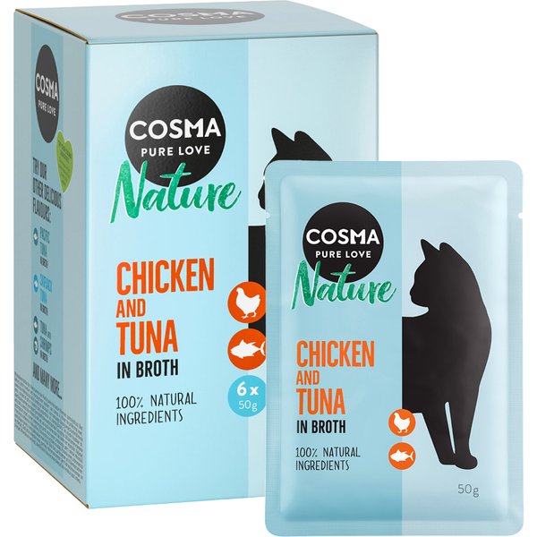 36x50g Nature Maaltijdzakjes Kippenborst & Tonijn Cosma Kattenvoer
