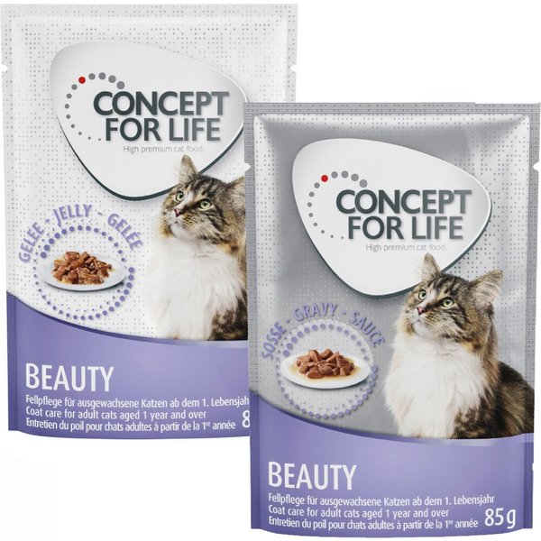 24x85g Gemengd Gelei & Saus Beauty in Saus en Gelei Concept for Life Kattenvoer