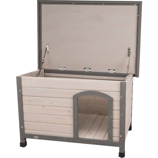Trixie Natura Plat Dak Hondenhok Classic - Maat S-M: B 85 x T 60 x H 58 cm, grijs