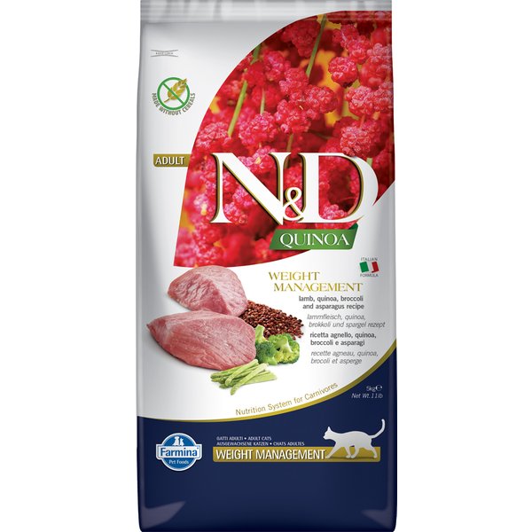 5kg Quinoa Kat Gewichtsmanagement Lam, Quinoa en Broccoli Farmina N&D
