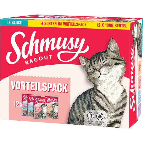 12x100g Ragout in Saus Mix Schmusy Kattenvoer nat
