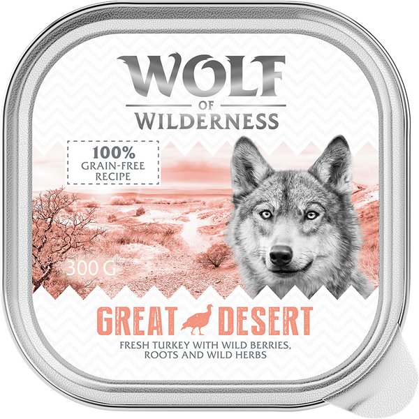 6x300g Adult Great Desert kalkoen Wolf of Wilderness Hondenvoer