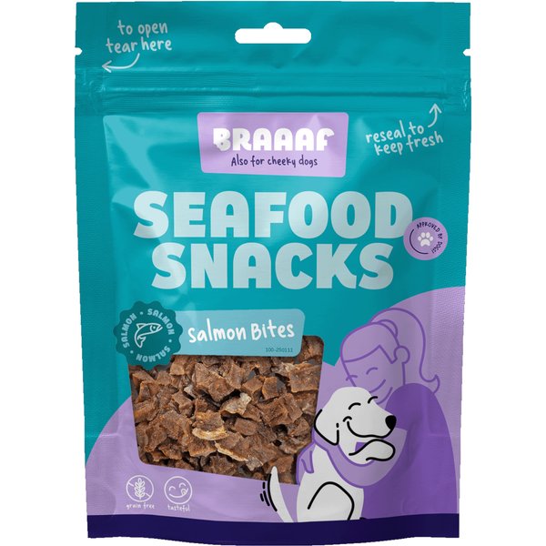 Braaaf Seafood Snacks com salmão - Pack económico: 2 x 70 g