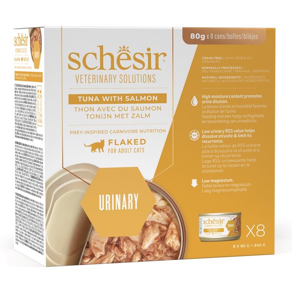 8x80g Schesir Veterinary Solutions Urinary tonijn & zalm natvoer voor katten