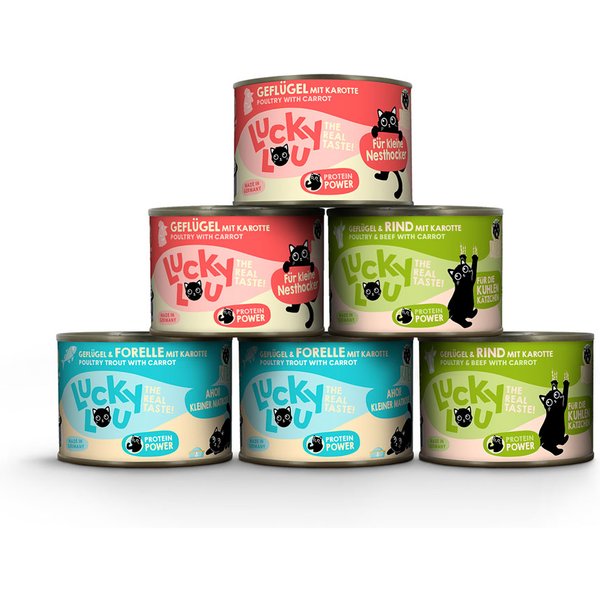 Economy Pack: 24x200g Lucky Lou Lifestage Kitten Mix I (3 soorten) nat kattenvoer