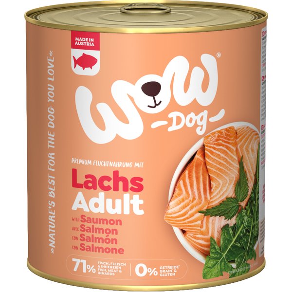 6x 800g WOW Adult Zalm Hondenvoer Nat