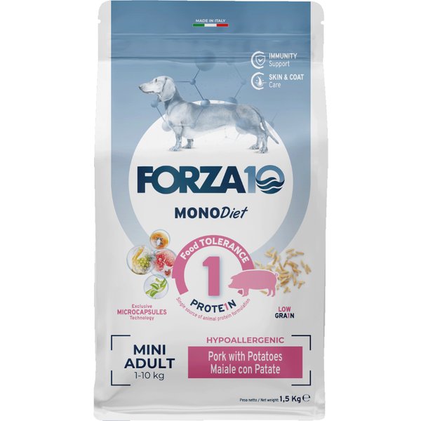 2x1.5kg Forza10 Mini Diet Graanarm met Varkensvlees & Aardappelen Droog Hondenvoer