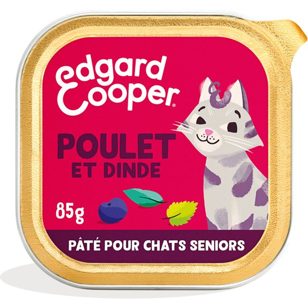 6x 85g Edgard & Cooper Senior Kattenpaté graanvrij kip & kalkoen natvoer voor katten
