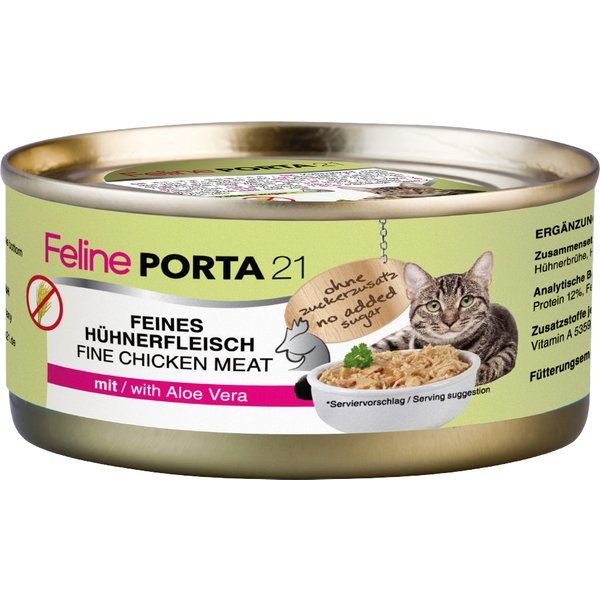 Feline Porta 21 latas 6 x 156 g - Frango com aloe