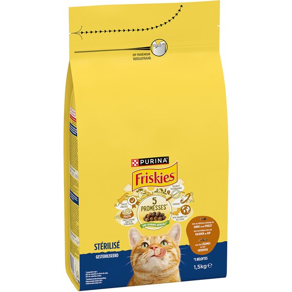 3x1,5kg PURINA Friskies Gesteriliseerd Kat met kalkoen, kip en groenten