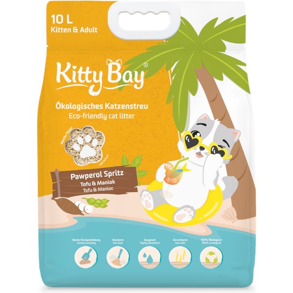 Voordeelpakket: 3x 10L KittyBay Pawperol Spritz tofu en cassave kattenbakvulling