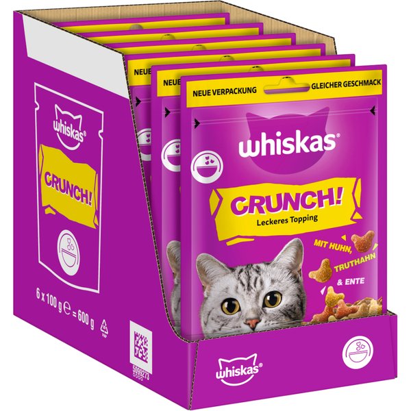 6 x 100g Whiskas Crunch - Kip, Kalkoen & Eend