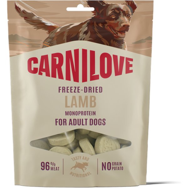 Voordeelpak: 4x 60g Lam Carnilove Dog Freeze Dried Snack Lam Hond