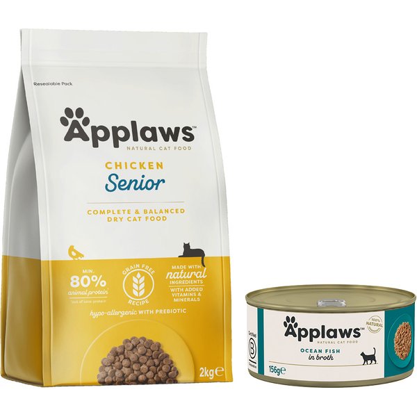 Pack nutrición mixta: pienso + latas Applaws - 2 kg Senior con pollo + 6 x 156 g Pescado del mar