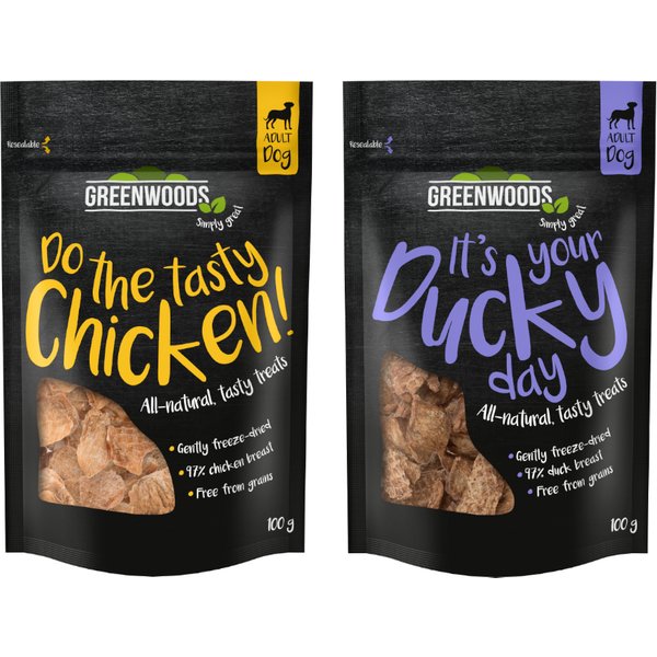 5x100g Nuggets : 3 x kip / 2 x eend Greenwoods Hondensnacks