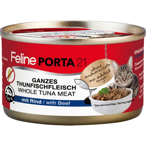 Feline Porta 21 latas 6 x 90 g - Atum com vaca