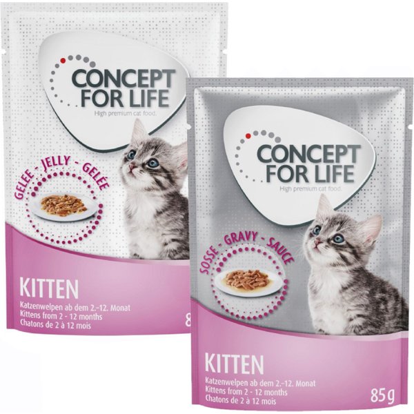 Concept for Life 24 x 85 g em molho e em gelatina - Pack económico misto - Kitten
