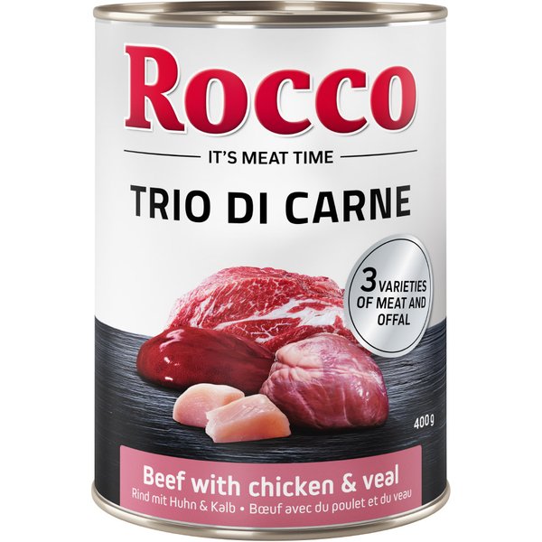 Rocco Classic Trio di Carne - 6 x 400 g - Vaca, frango e vitela