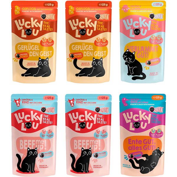 6x 125g Lucky Lou Adult Tasty Mix kattenvoer nat