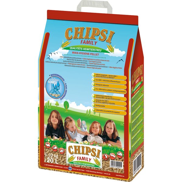 Chipsi Family Mais-Hygiëne-Korrels - Dubbelpak: 2 x 20 Liter
