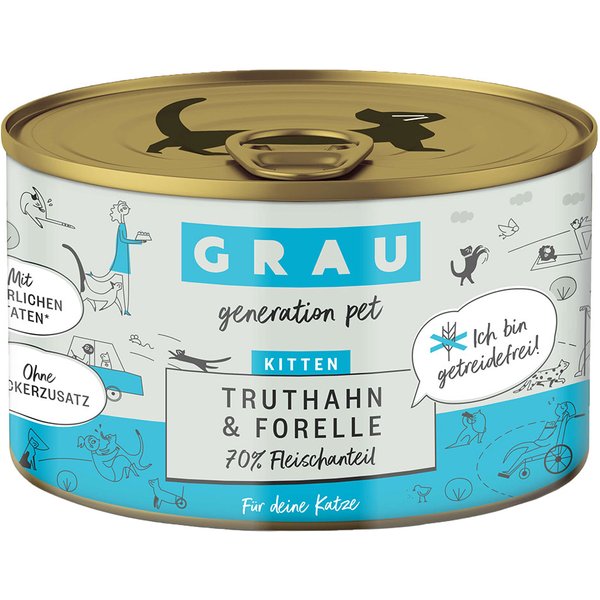 GRAU Kitten sin cereales - Pavo y trucha (24 x 200 g)