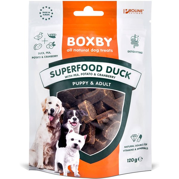 Boxby Hondensnacks Superfood met Eend, Erwten en Cranberry - 2 x 120 g
