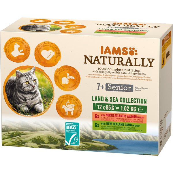 IAMS Naturally Senior saquetas para gatos - 12 x 85 g