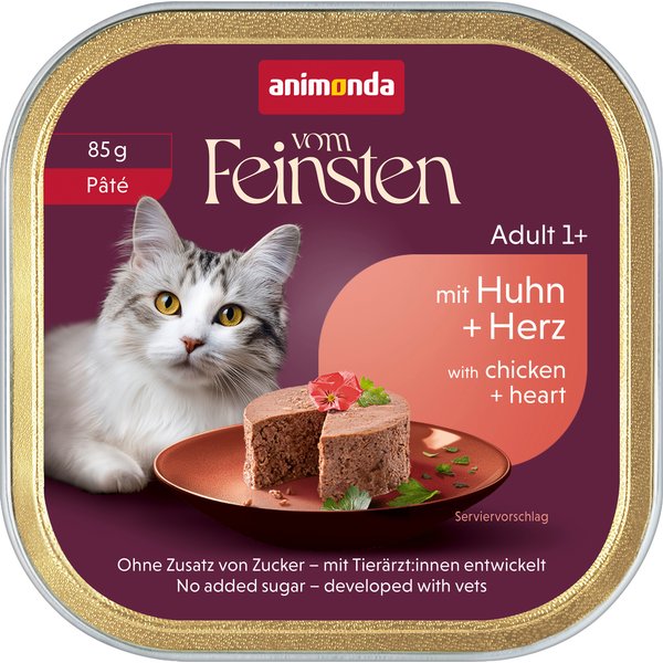 animonda vom Feinsten Adult 32 x 85 g - Paté de pollo y corazón
