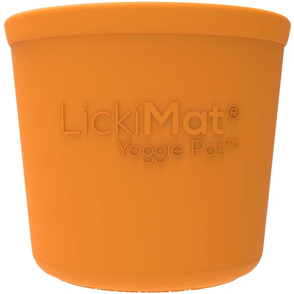LickiMat Snack speelgoed Yoggie Pot, oranje Ø9,5x9cm voor honden