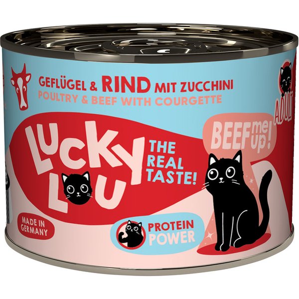 6x200g Lucky Lou Lifestage Adult Gevogelte en rundvlees Nat kattenvoer
