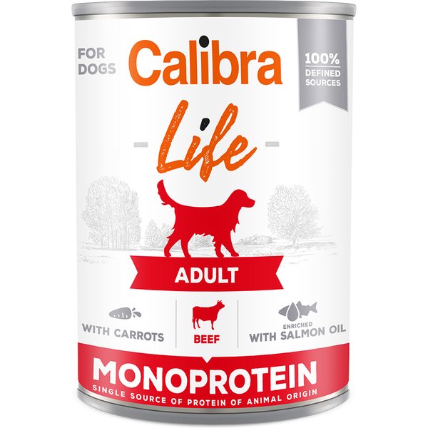 Voordeelpakket: 12x400g Calibra Dog Life Adult Rund met Wortelen Nat Hondenvoer