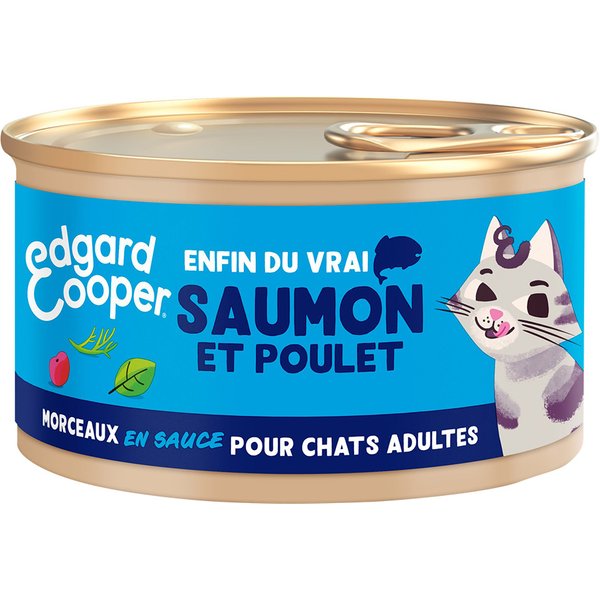 6x85g Edgard & Cooper Adult Brokken in graanvrije sauce zalm, kip - Kattenvoer