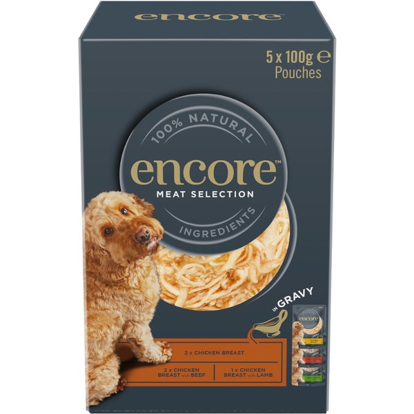 5x 100g Encore Gravy Zakjes Mix Vlees naar keuze (3 soorten) Honden Natvoer