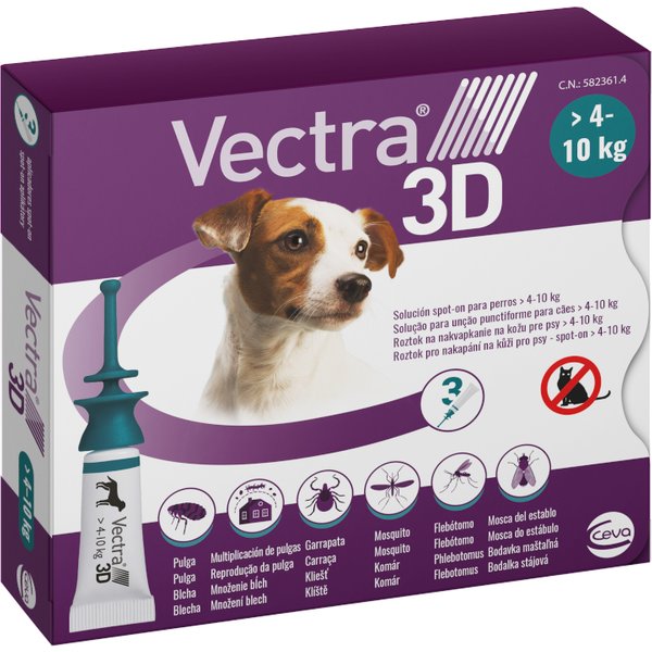 Vectra 3D para cães de 4 a 10 kg - 3 pipetas x 1,6 ml