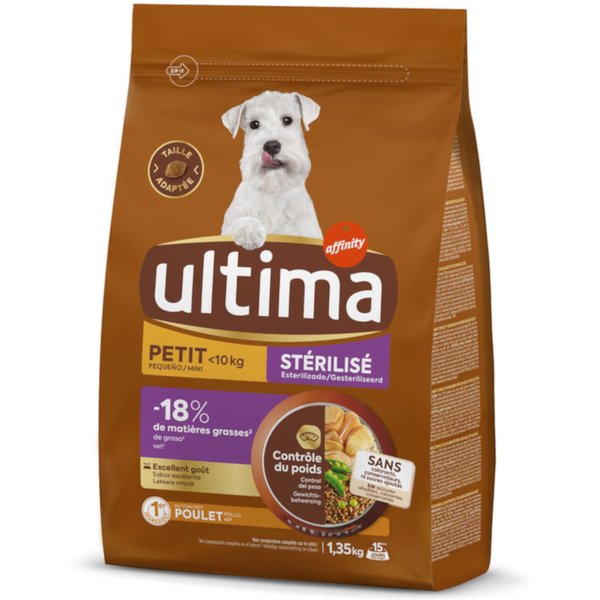 1,35kg Ultima Dog Mini Sterilized Kip droogvoer voor honden