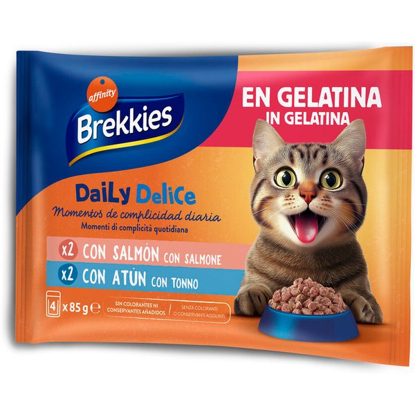 Brekkies Daily Delice 24 x 85 g - pack económico - Salmão e atum em geleia