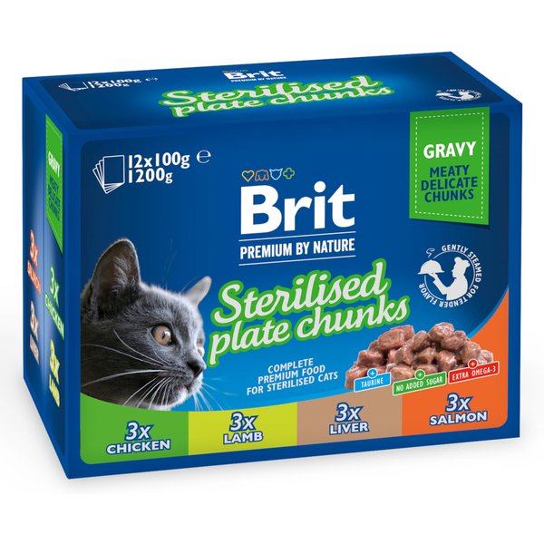 48x100g Sterilised Plate Brit Premium Cat natvoer voor katten