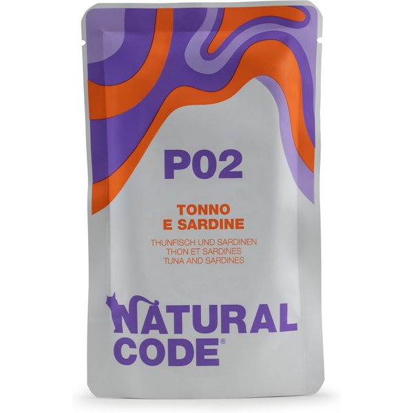 Voordeelpakket: 24x70g Natural Code Soft Jelly Pouch tonijn en sardines nat kattenvoer