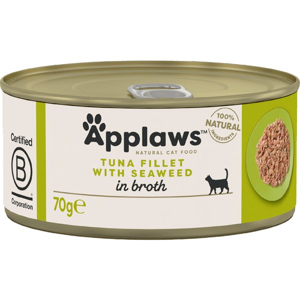 6x70g in Bouillon Tonijn & Zeewier Applaws Kattenvoer