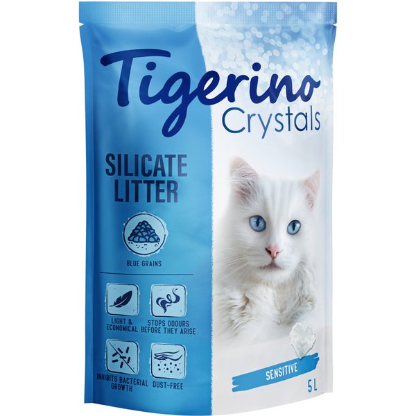 Tigerino Crystals areia absorvente colorida - Sensitive, sem aroma - Azul 5 l