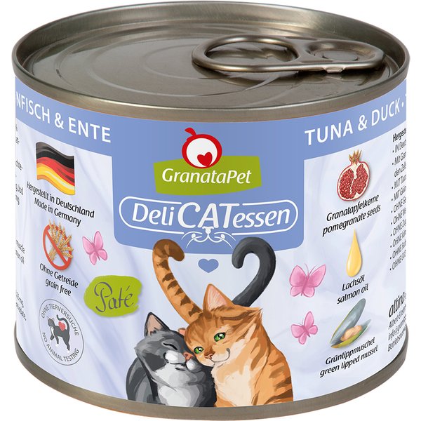 GranataPet DeliCatessen 12 x 200 g en latas - Pack Ahorro - Atún y pato